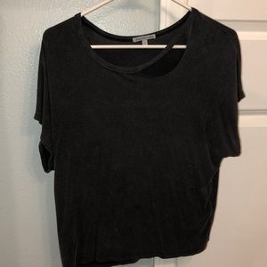 Grey loose cutout tee